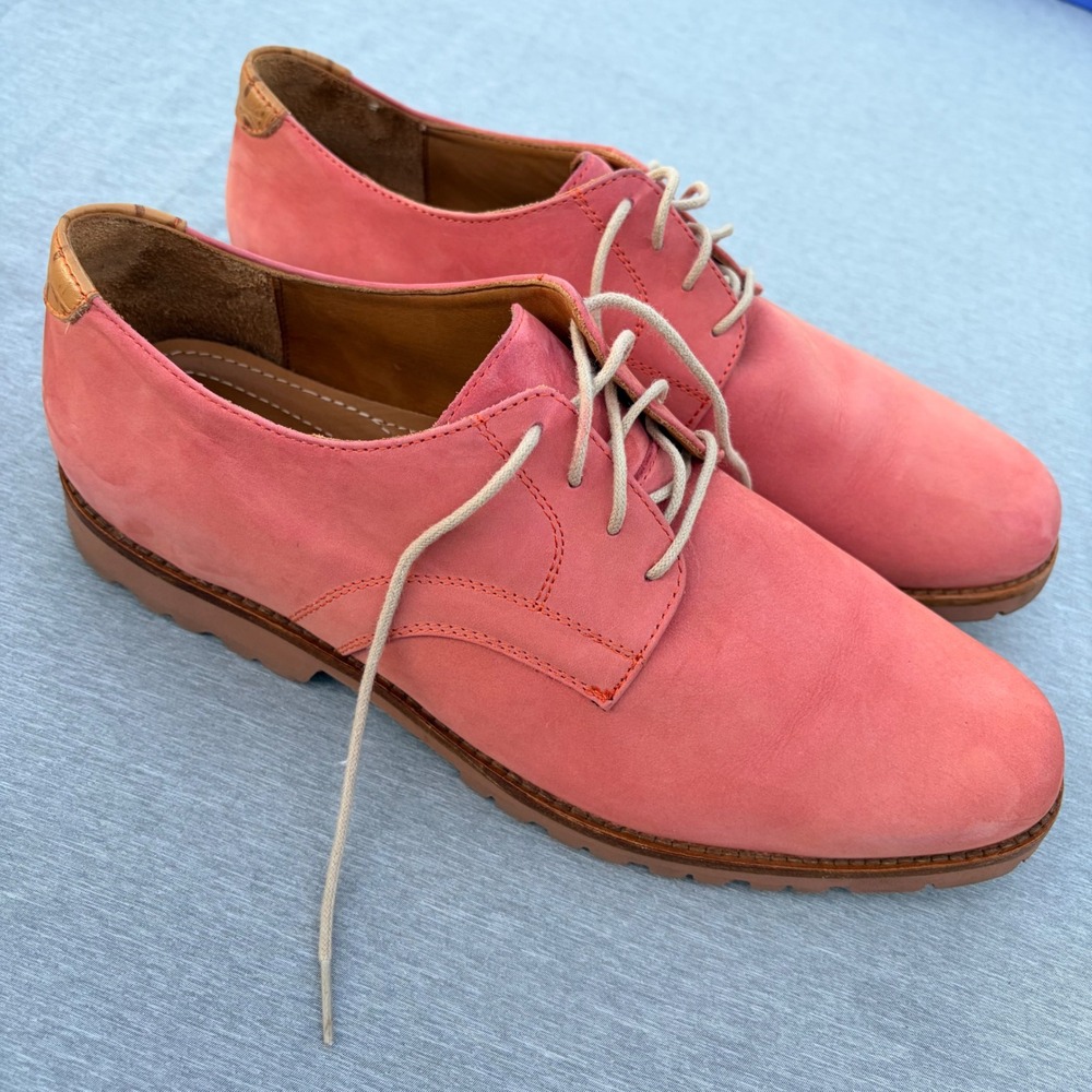 TB Phelps Mens Salmon Pink Nubuck Leather Derby Shoes XL Extralight Sole Size 11